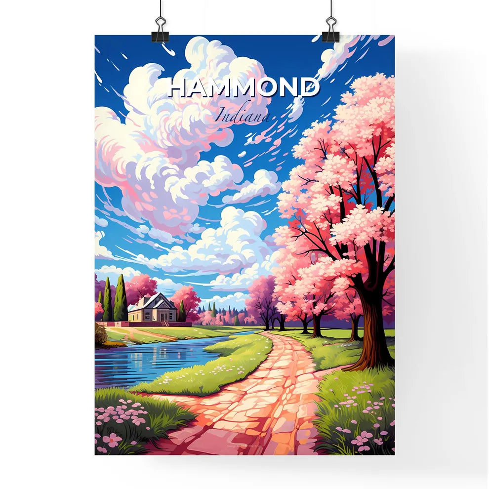 Hammond, Indiana, A Poster of a painting of a house and trees by a river Default Title