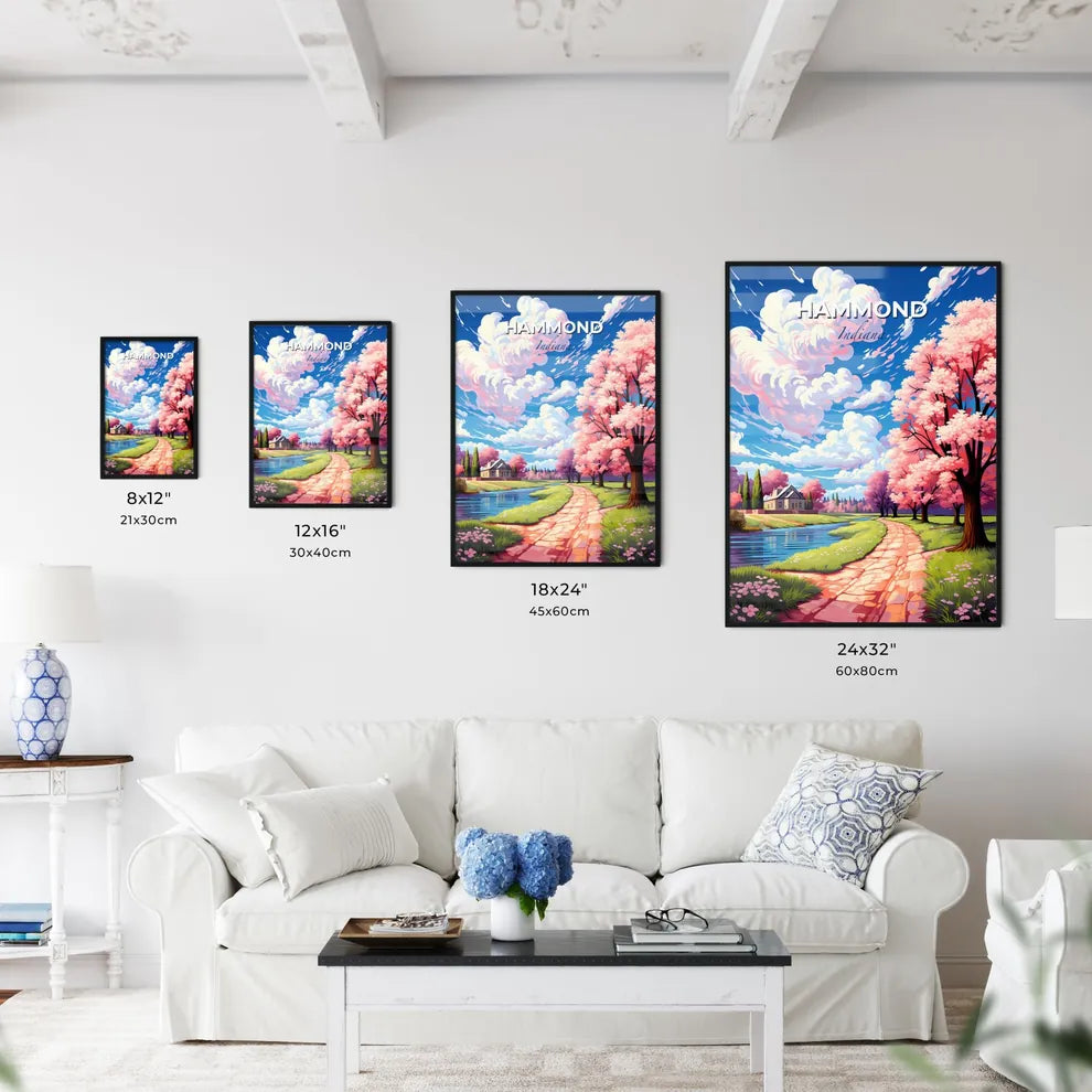 Hammond, Indiana, A Poster of a painting of a house and trees by a river Default Title