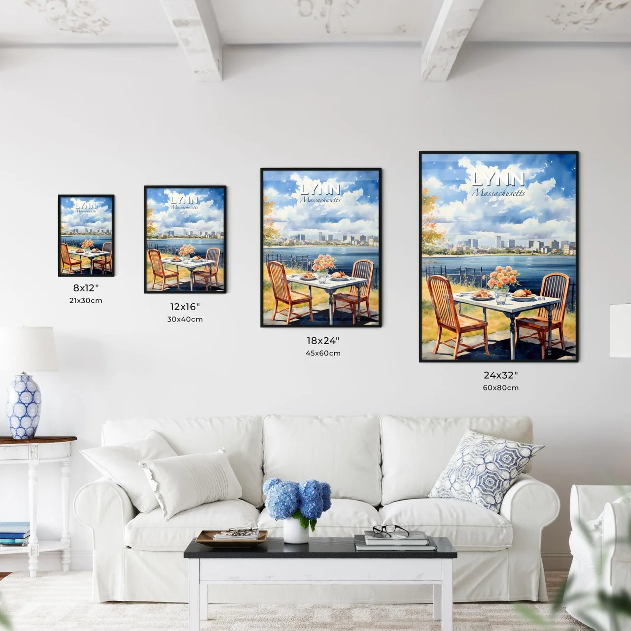 Lynn, Massachusetts, A Poster of a table with food and flowers on it by a body of water Default Title