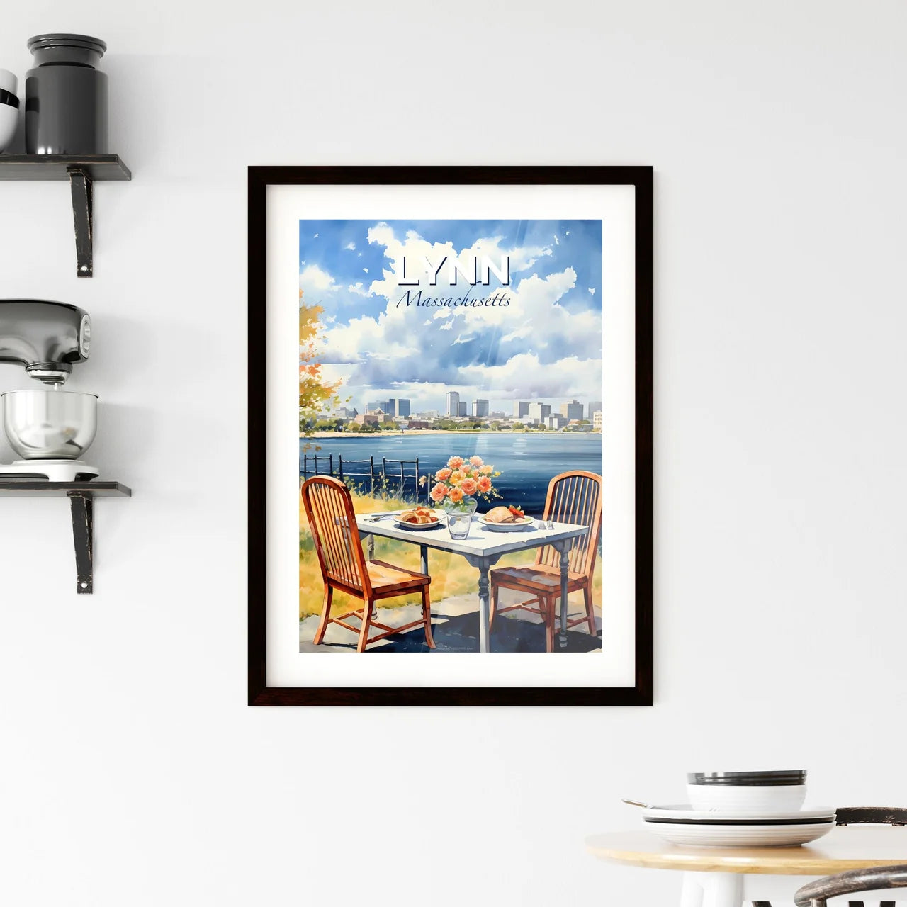 Lynn, Massachusetts, A Poster of a table with food and flowers on it by a body of water Default Title