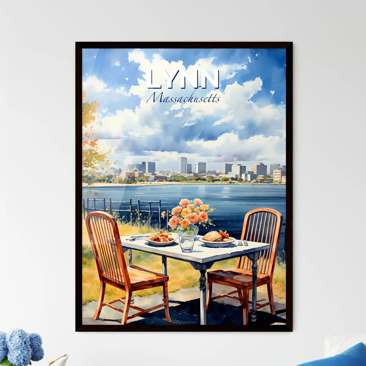 Lynn, Massachusetts, A Poster of a table with food and flowers on it by a body of water Default Title