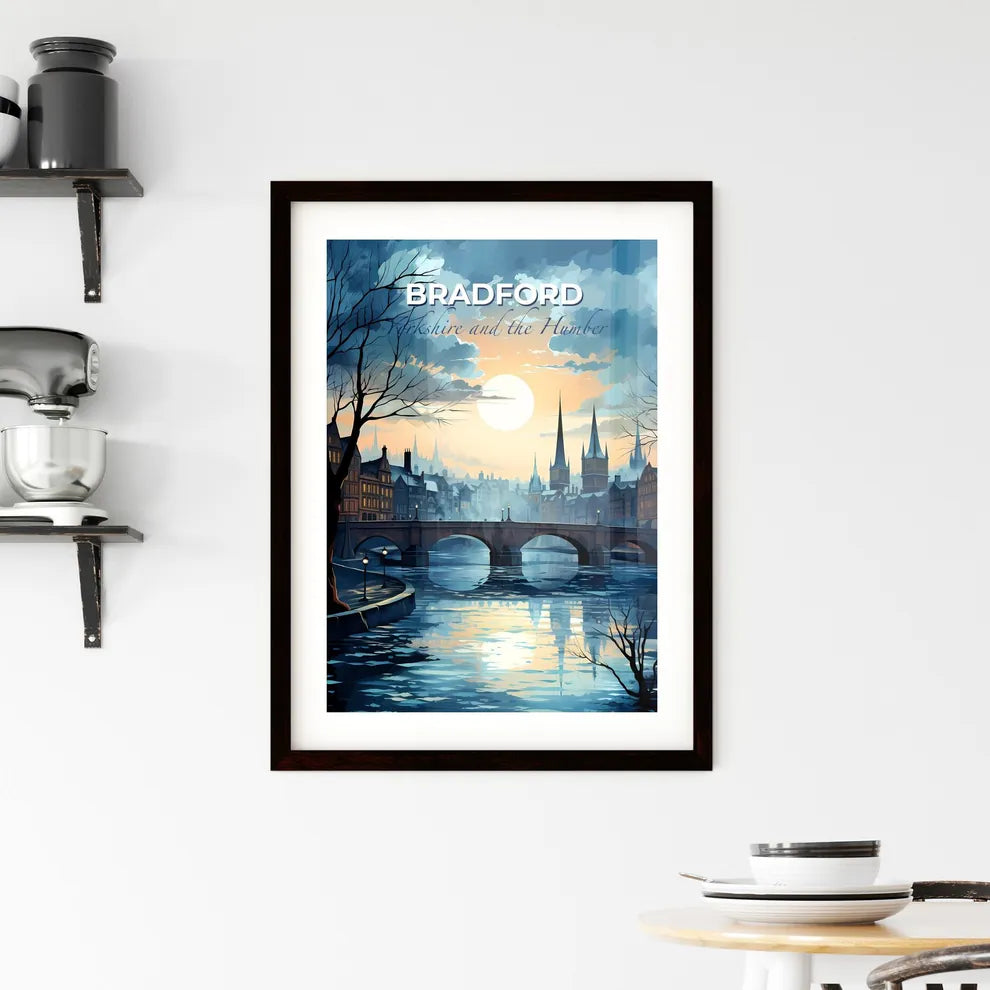 Bradford, Yorkshire and the Humber, A Poster of a bridge over a river with trees and buildings in the background Default Title