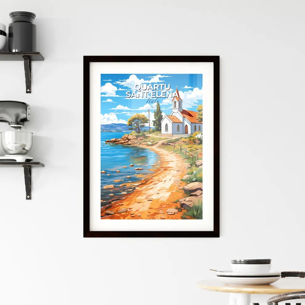 Quartu Sant Elena, Italy, A Poster of a church on a beach Default Title
