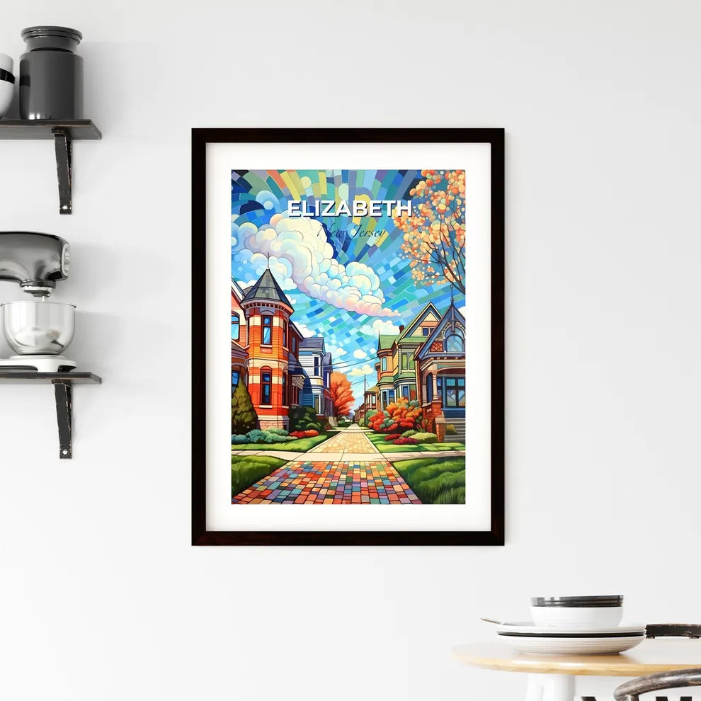 Elizabeth, New Jersey, A Poster of a colorful street with houses and trees Default Title