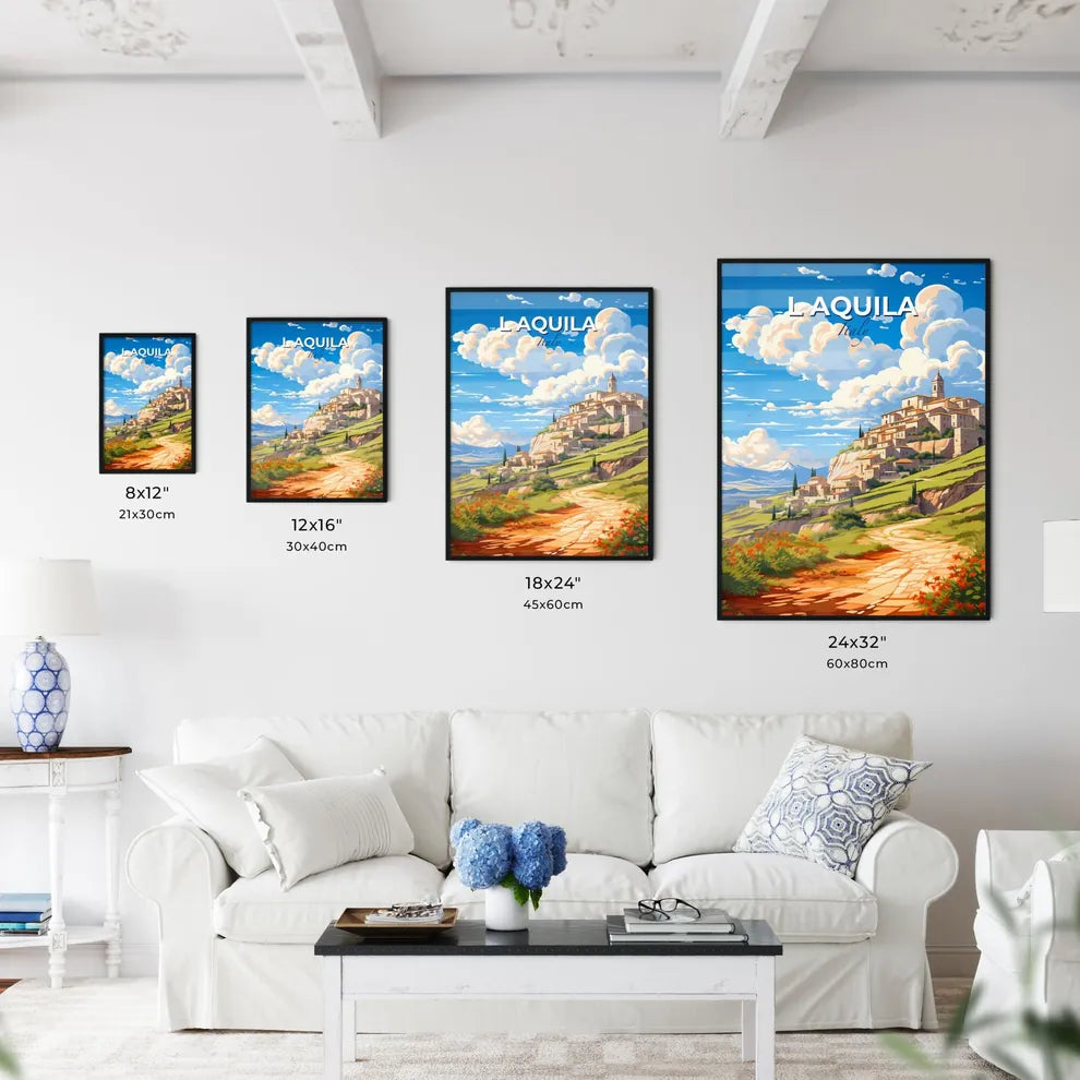 L Aquila, Italy, A Poster of a landscape of a town on a hill Default Title