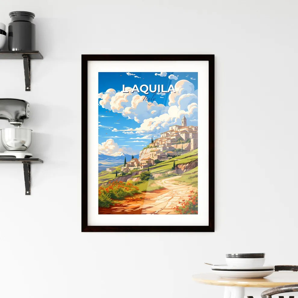 L Aquila, Italy, A Poster of a landscape of a town on a hill Default Title
