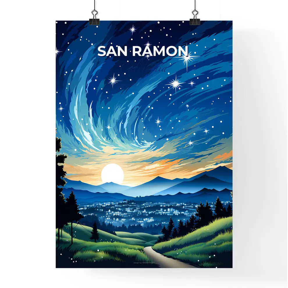 San Ramon, California, A Poster of a landscape with a city and stars Default Title