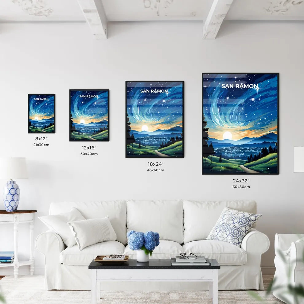 San Ramon, California, A Poster of a landscape with a city and stars Default Title