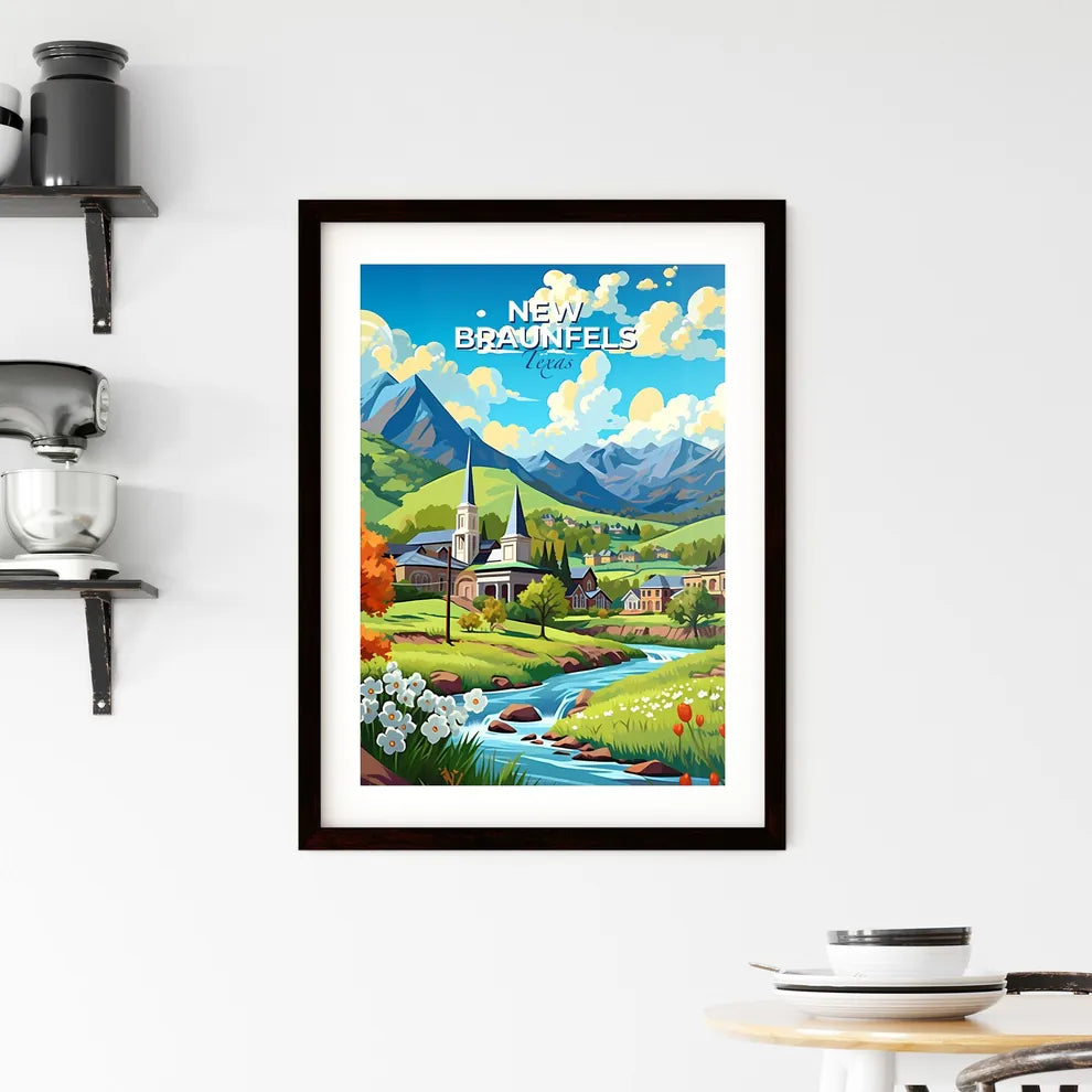 New Braunfels, Texas, A Poster of a landscape with a river and mountains Default Title