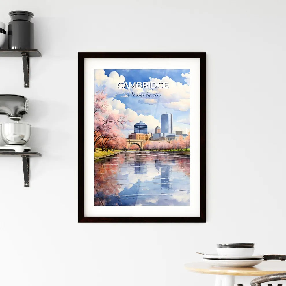 Cambridge, Massachusetts, A Poster of a water body of water with trees and a city in the background Default Title