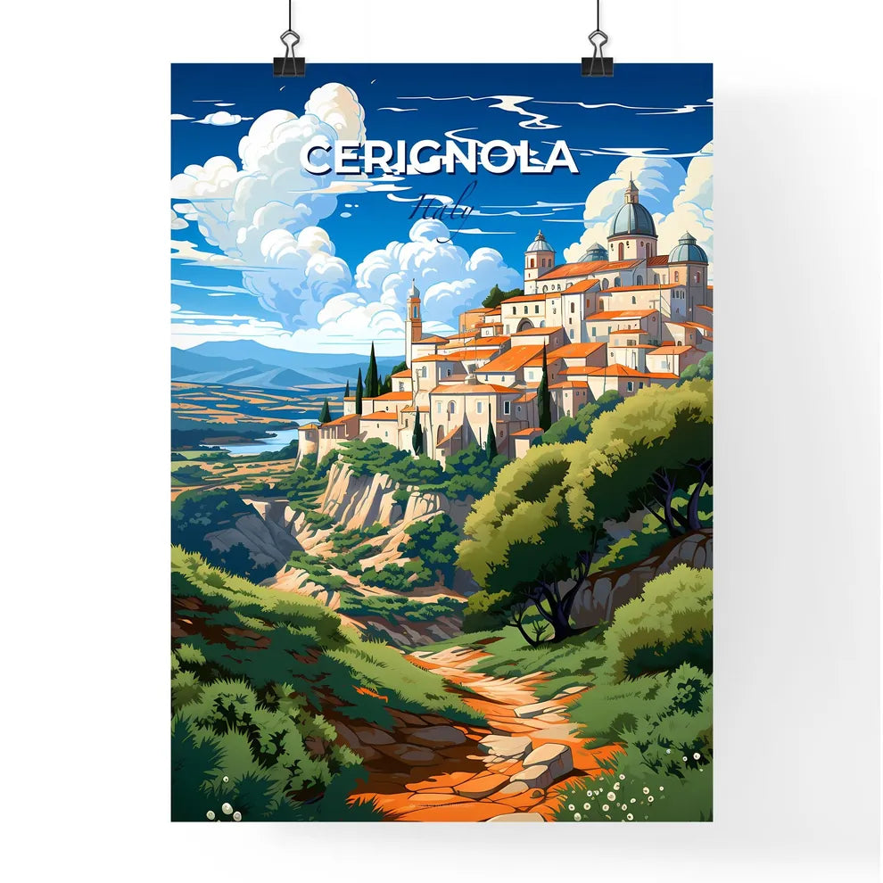 Cerignola, Italy, A Poster of a painting of a town on a hill Default Title