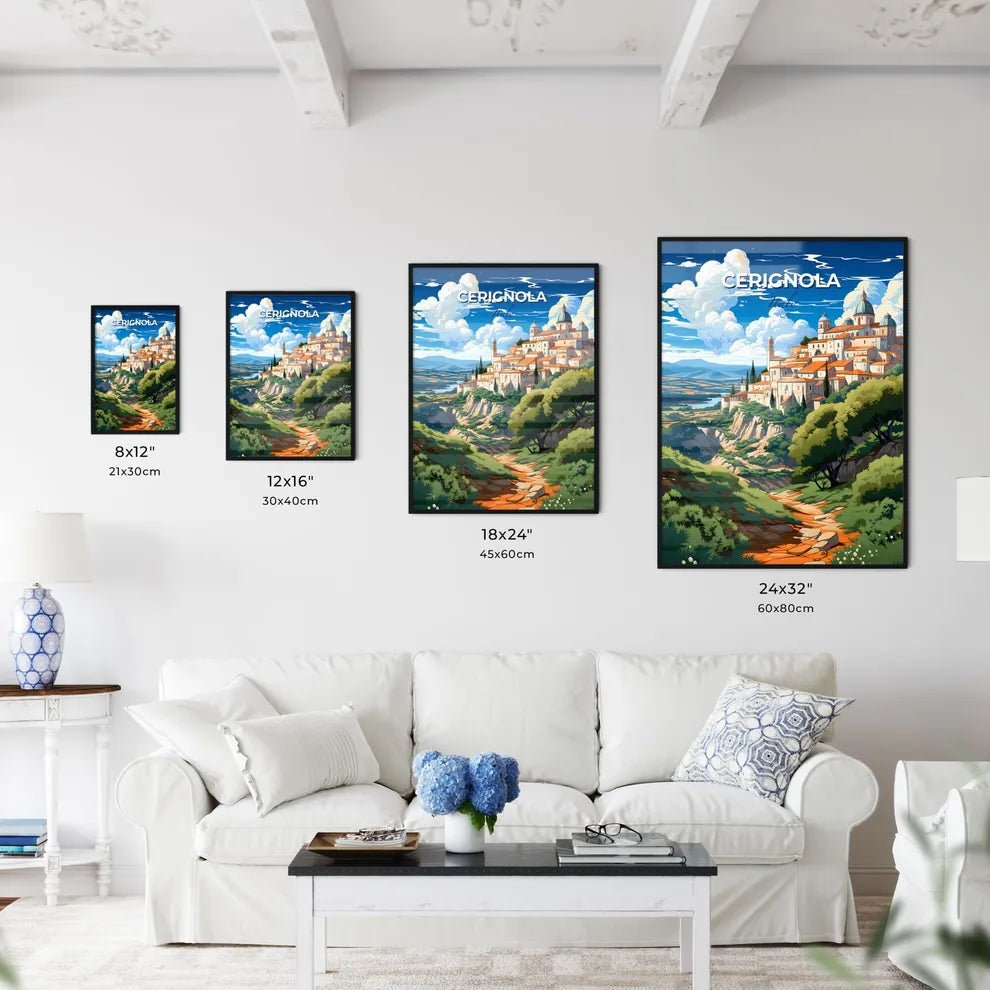 Cerignola, Italy, A Poster of a painting of a town on a hill Default Title