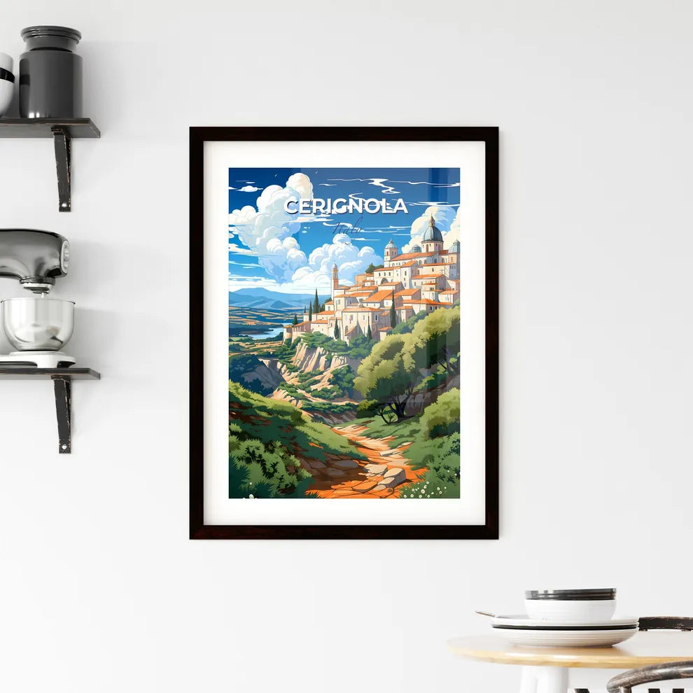 Cerignola, Italy, A Poster of a painting of a town on a hill Default Title