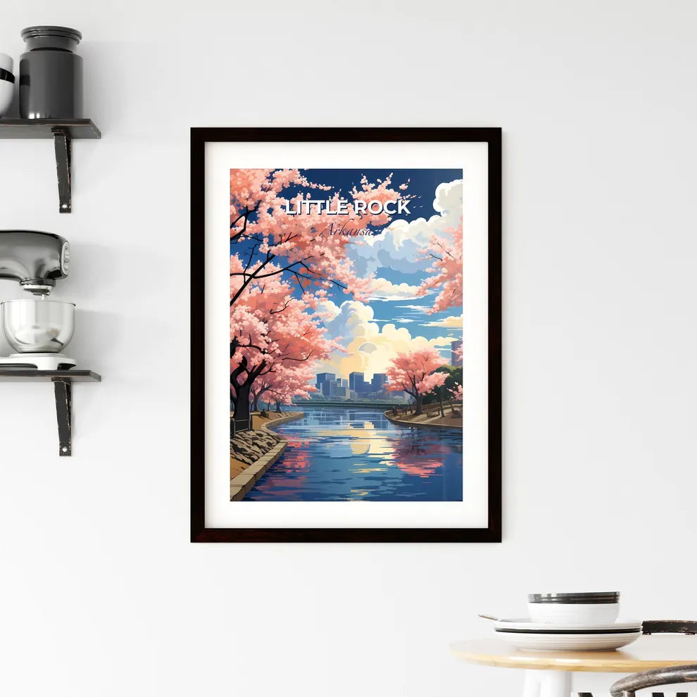 Little Rock, Arkansas, A Poster of a river with pink trees and a city in the background Default Title