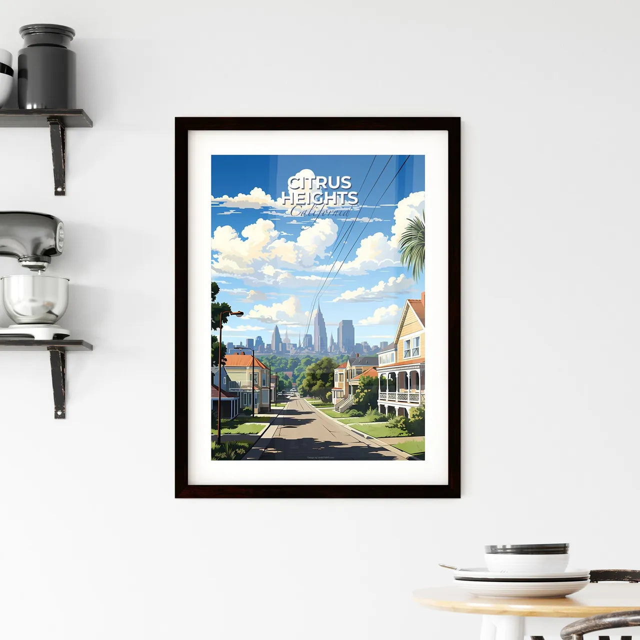 Citrus Heights, California, A Poster of a street with houses and trees Default Title