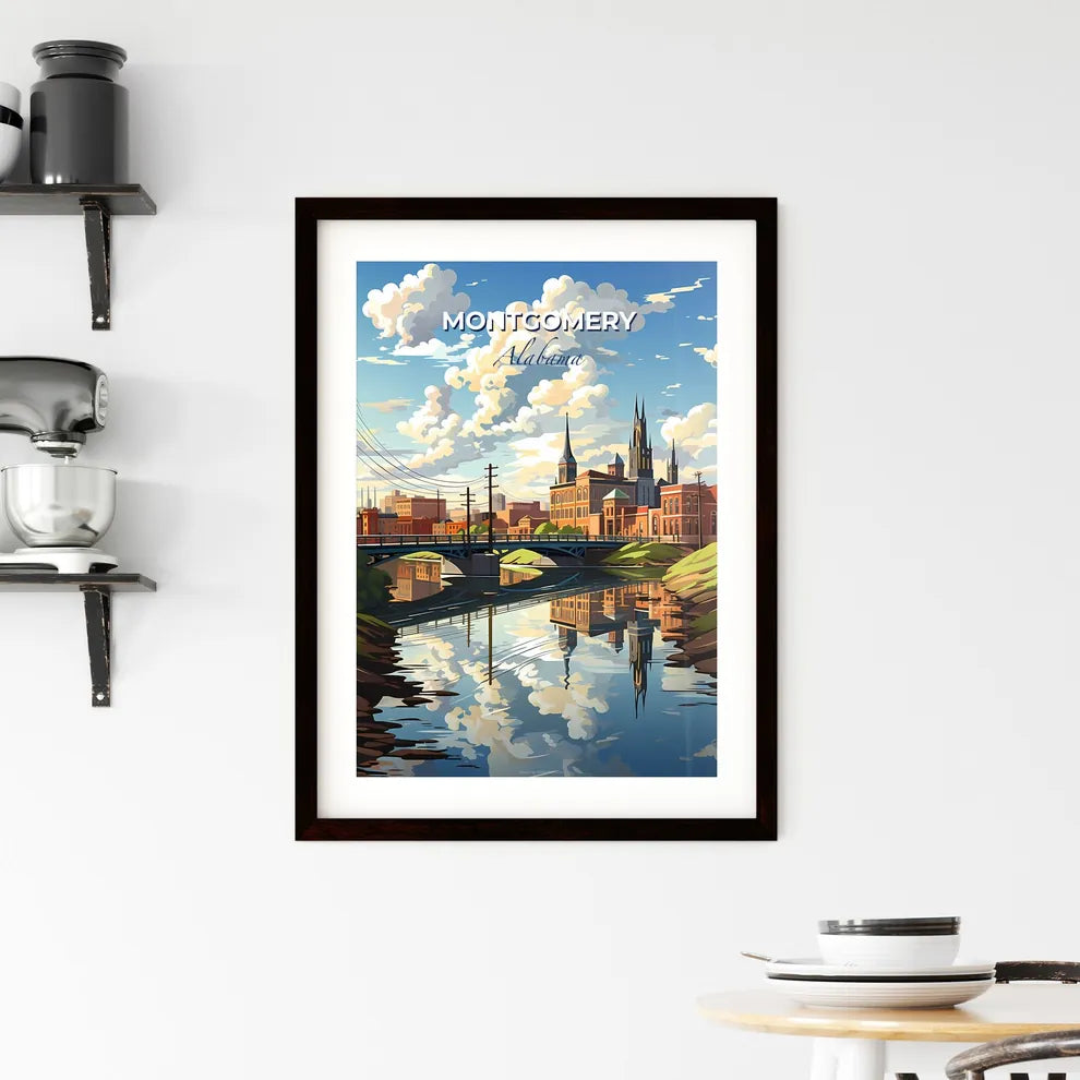 Montgomery, Alabama, A Poster of a painting of a city with a bridge over a river Default Title