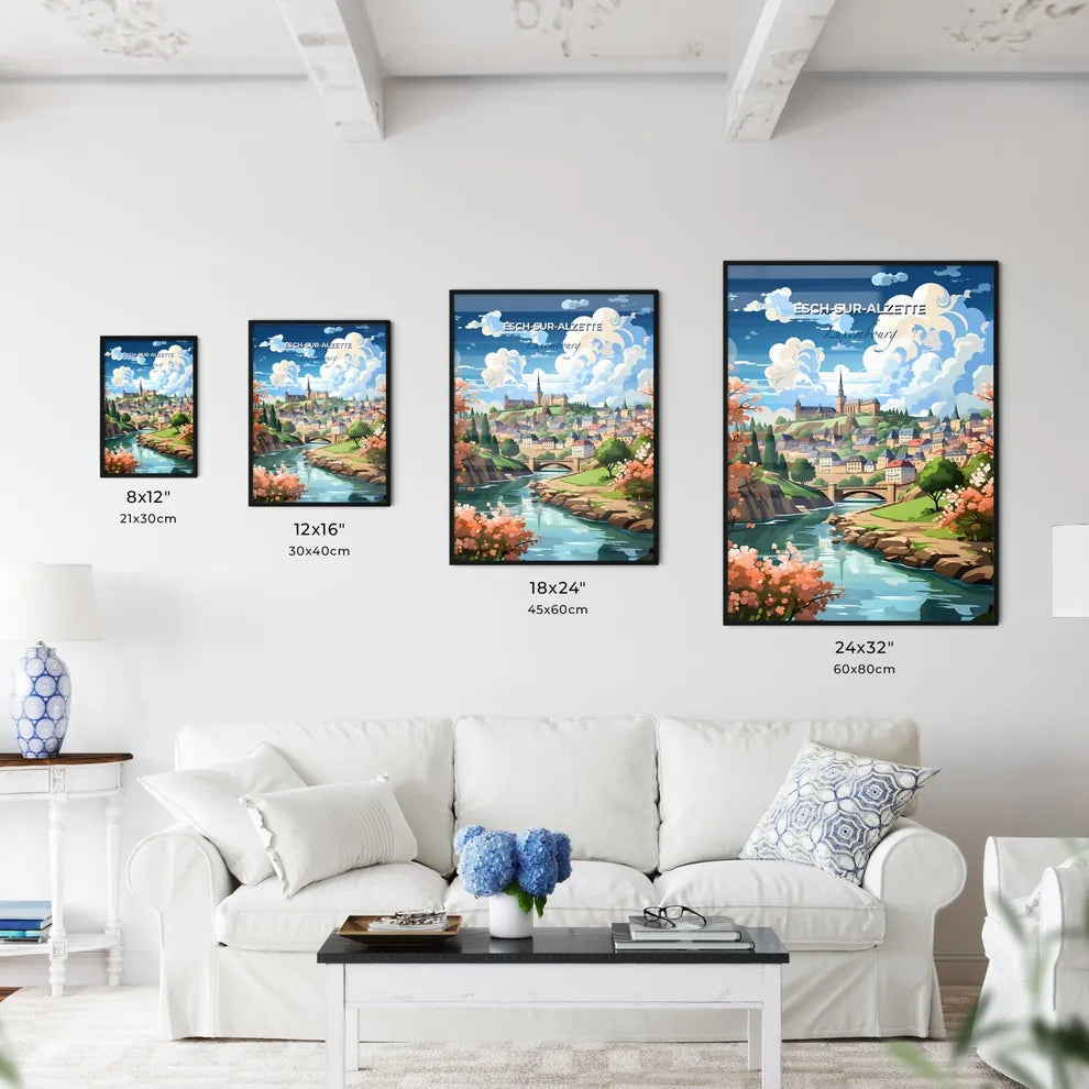 Esch-Sur-Alzette, Luxembourg, A Poster of a river running through a town Default Title