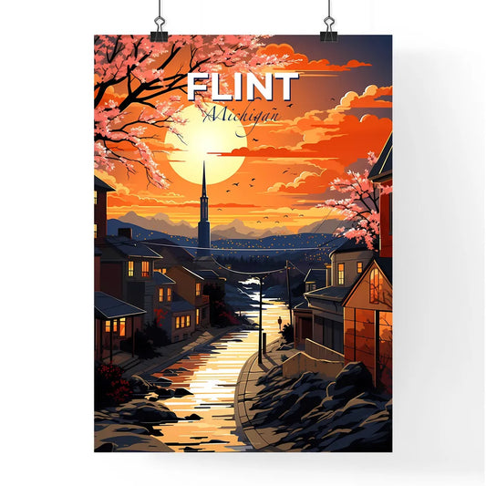 Flint, Michigan, A Poster of a sunset over a town Default Title