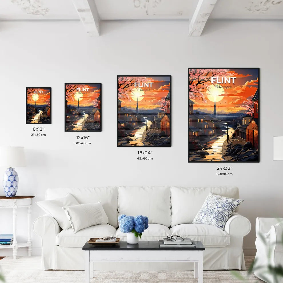 Flint, Michigan, A Poster of a sunset over a town Default Title
