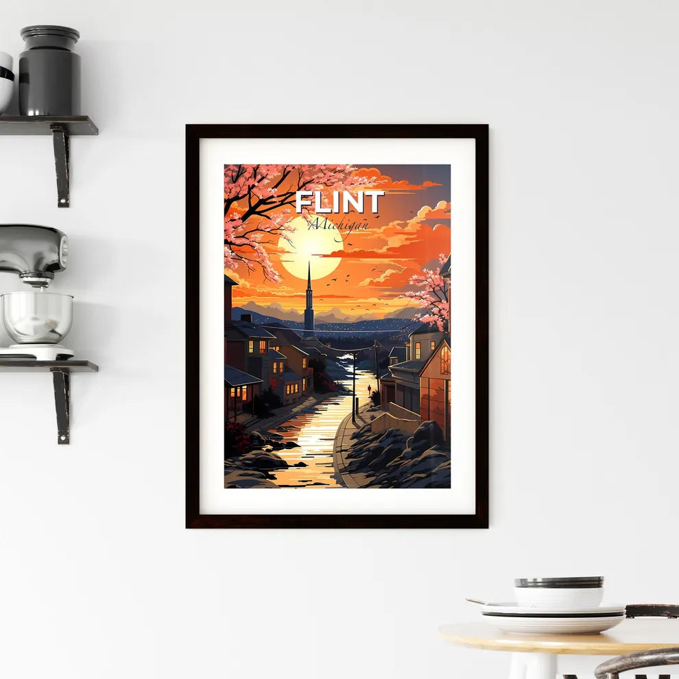 Flint, Michigan, A Poster of a sunset over a town Default Title
