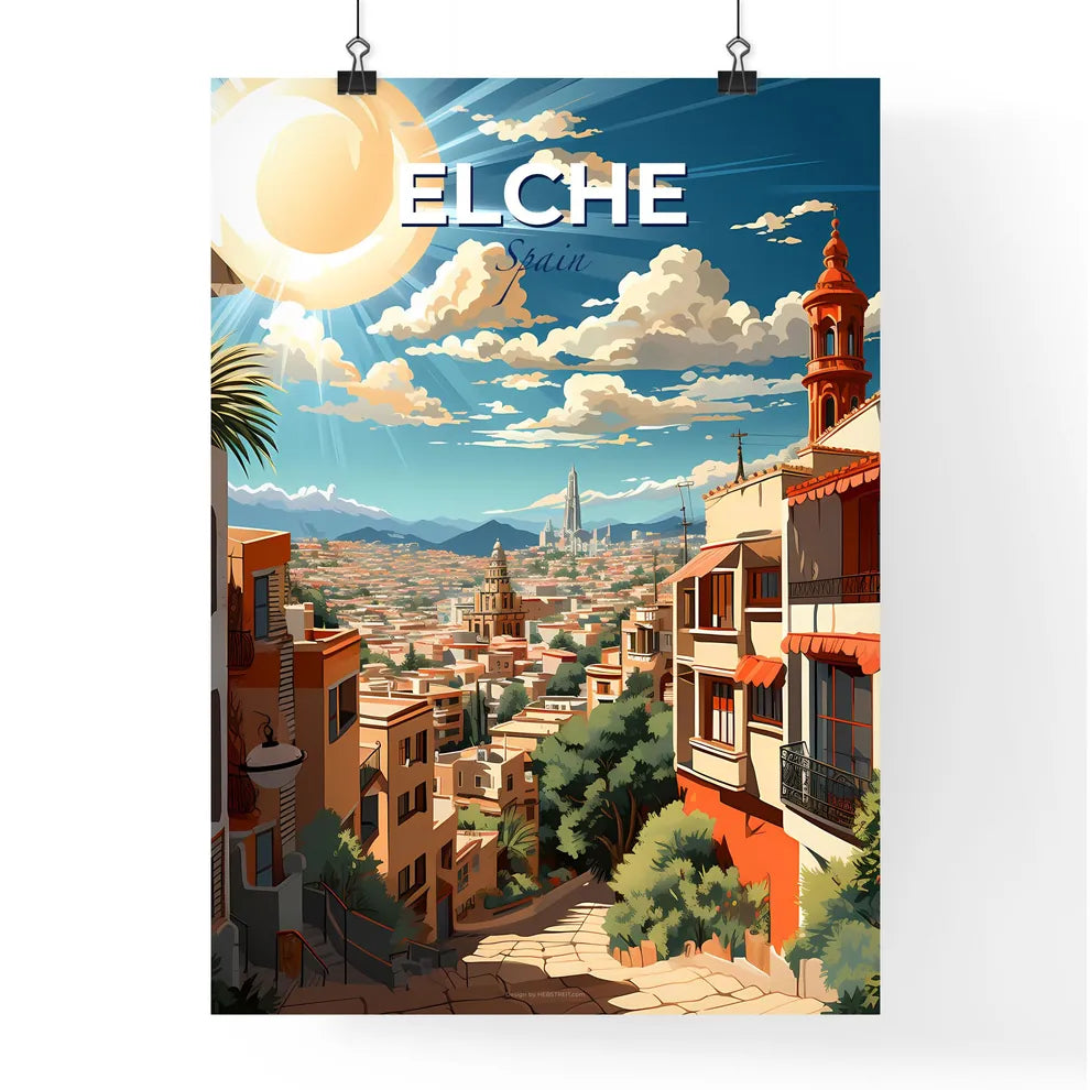 Elche, Spain, A Poster of a city with trees and buildings Default Title