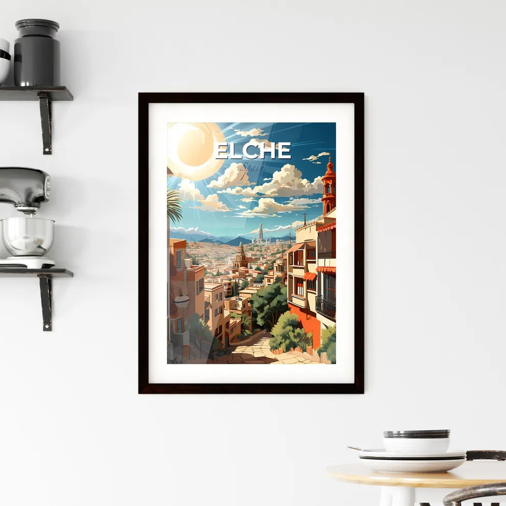 Elche, Spain, A Poster of a city with trees and buildings Default Title