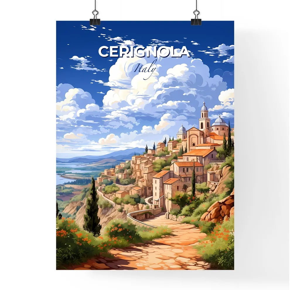 Cerignola, Italy, A Poster of a painting of a town on a hill Default Title