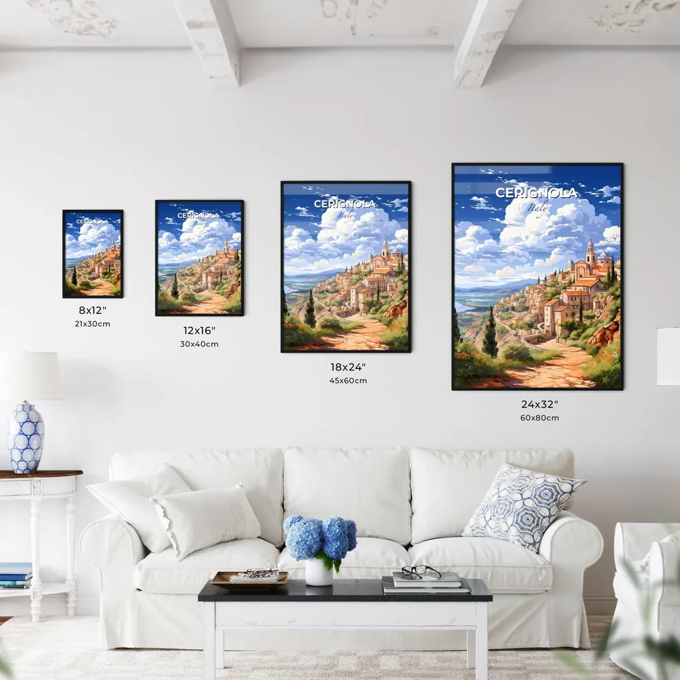 Cerignola, Italy, A Poster of a painting of a town on a hill Default Title