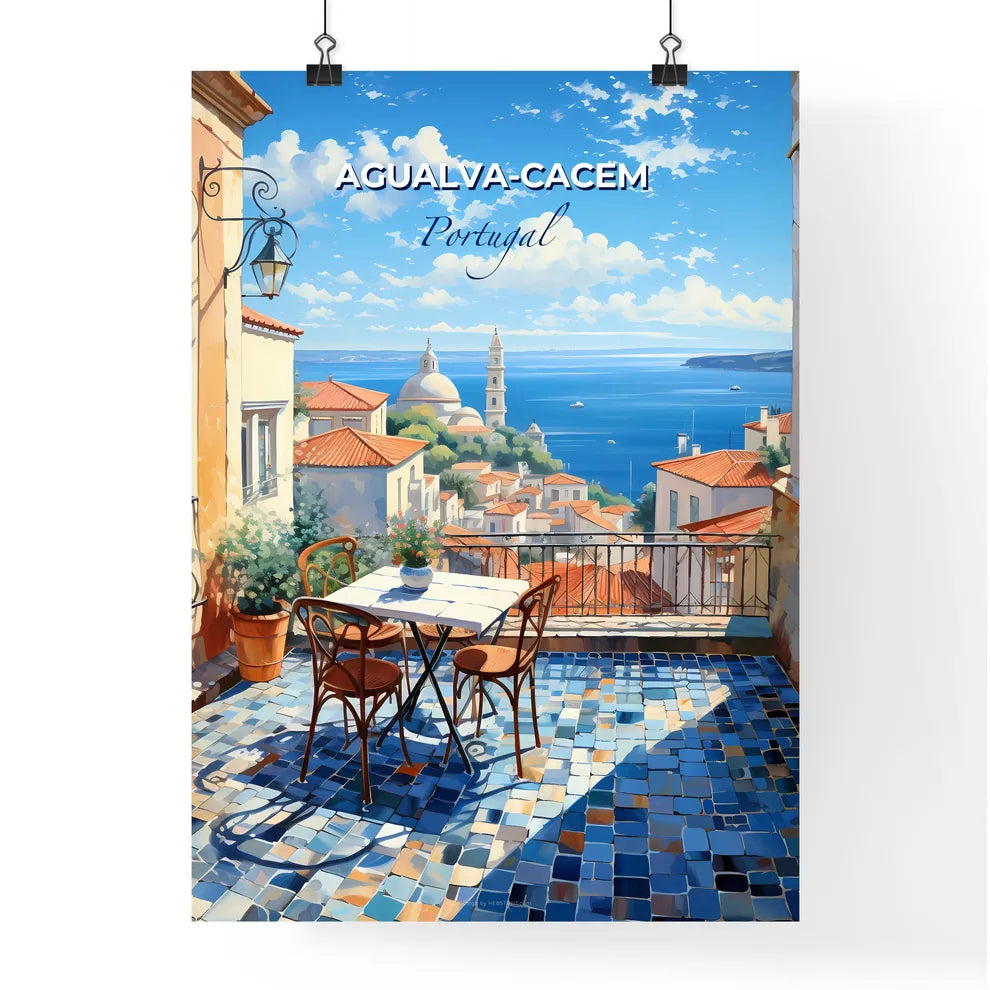 Agualva-Cacem, Portugal, A Poster of a table and chairs on a balcony overlooking a city Default Title