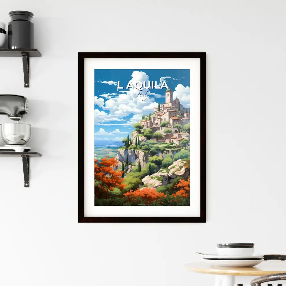 L Aquila, Italy, A Poster of a painting of a town on a hill Default Title