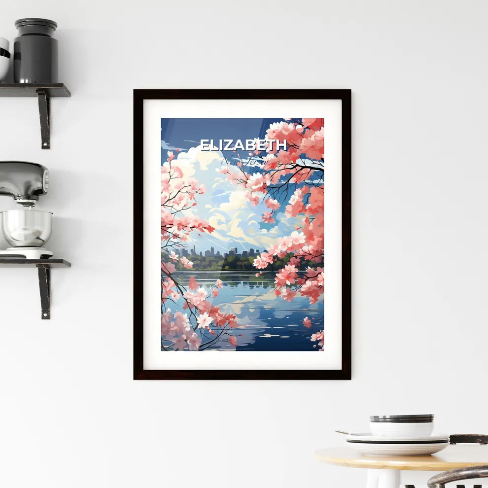 Elizabeth, New Jersey, A Poster of a pink flowers on trees next to a body of water Default Title