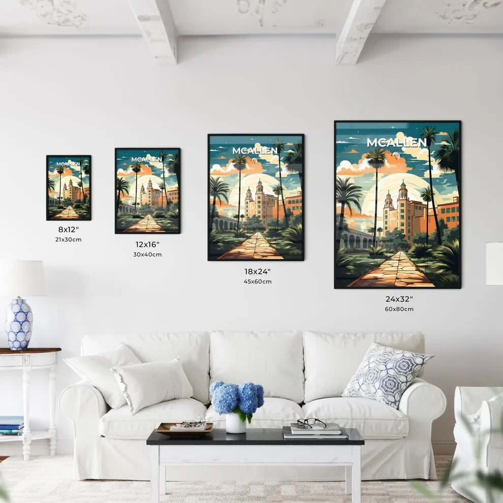 Mcallen, Texas, A Poster of a building with palm trees and a walkway Default Title