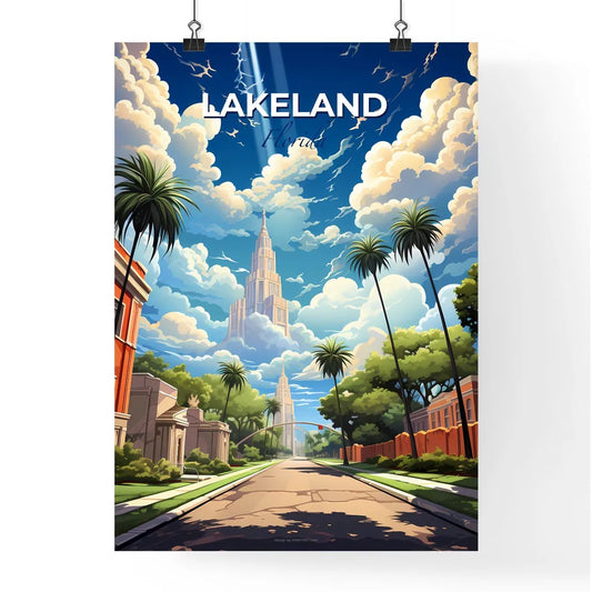 Lakeland, Florida, A Poster of a street with trees and buildings and a tall building in the distance Default Title