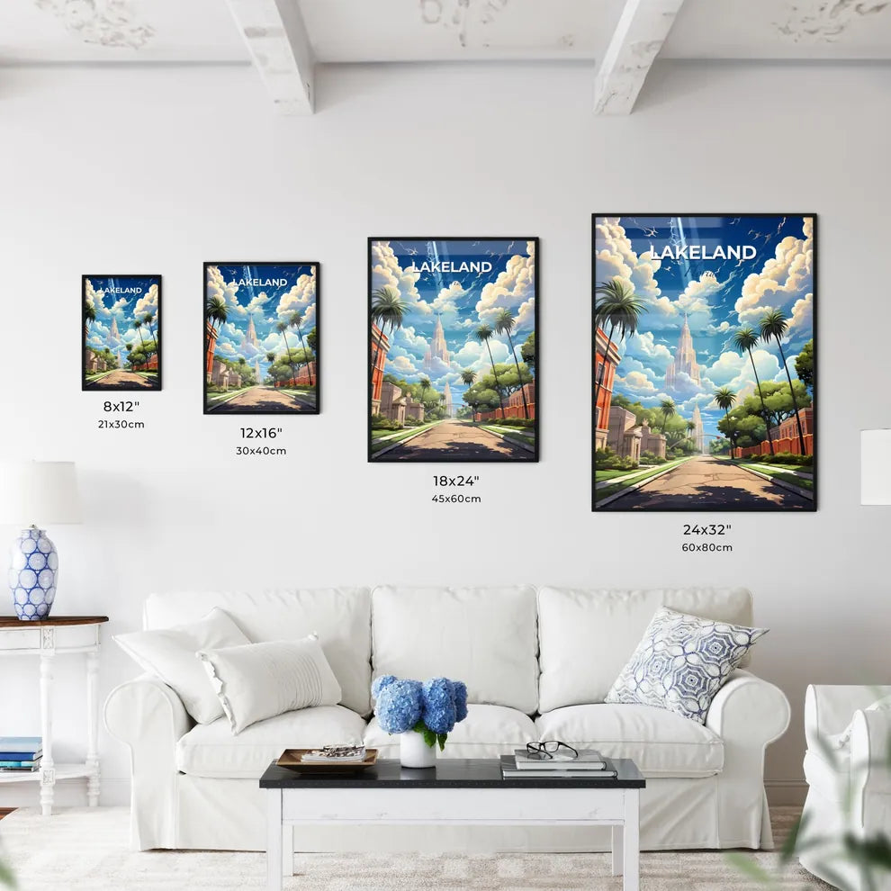 Lakeland, Florida, A Poster of a street with trees and buildings and a tall building in the distance Default Title
