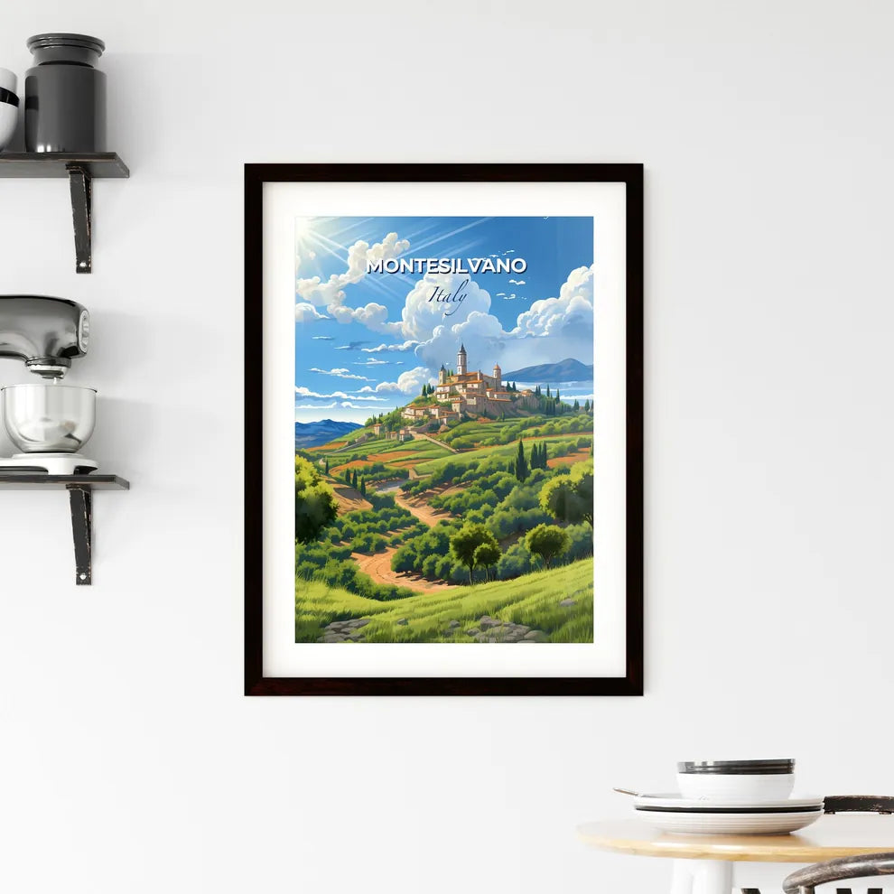 Montesilvano, Italy, A Poster of a landscape with a castle on a hill Default Title
