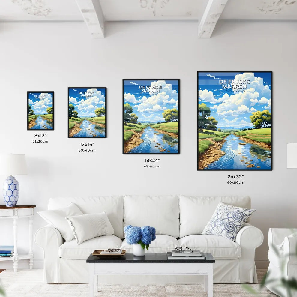 De Fryske Marren, Netherlands, A Poster of a river running through a grassy field Default Title