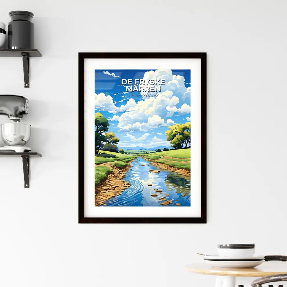 De Fryske Marren, Netherlands, A Poster of a river running through a grassy field Default Title