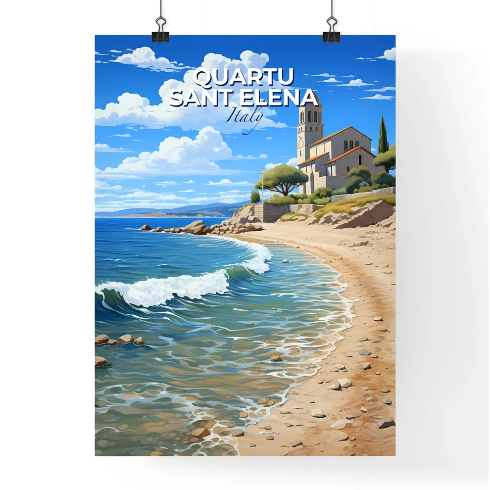 Quartu Sant Elena, Italy, A Poster of a beach with a building and trees Default Title