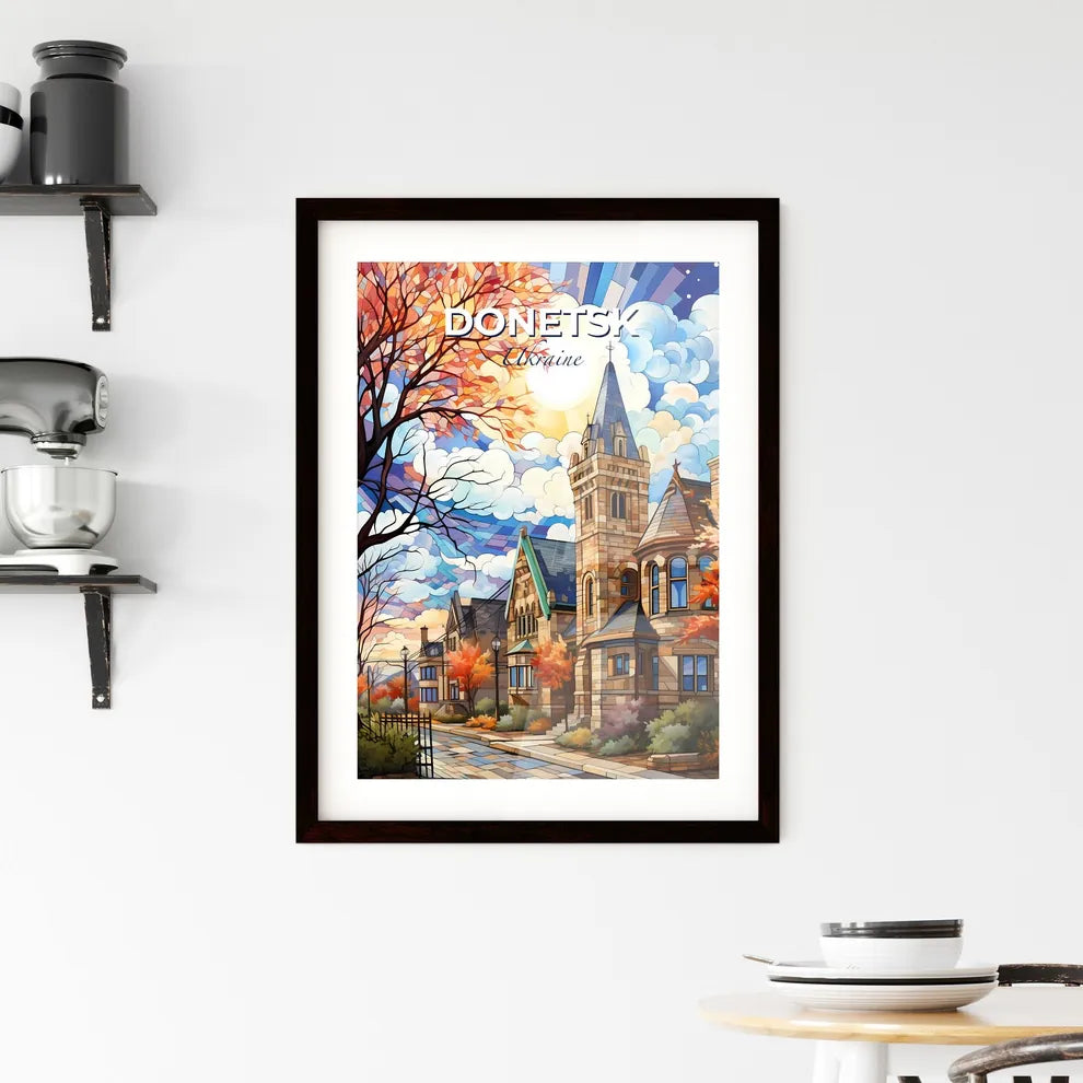 Donetsk, Ukraine, A Poster of a painting of a house with trees and a street in the background Default Title