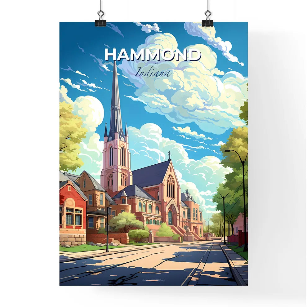 Hammond, Indiana, A Poster of a church with a steeple and a street in front of it Default Title
