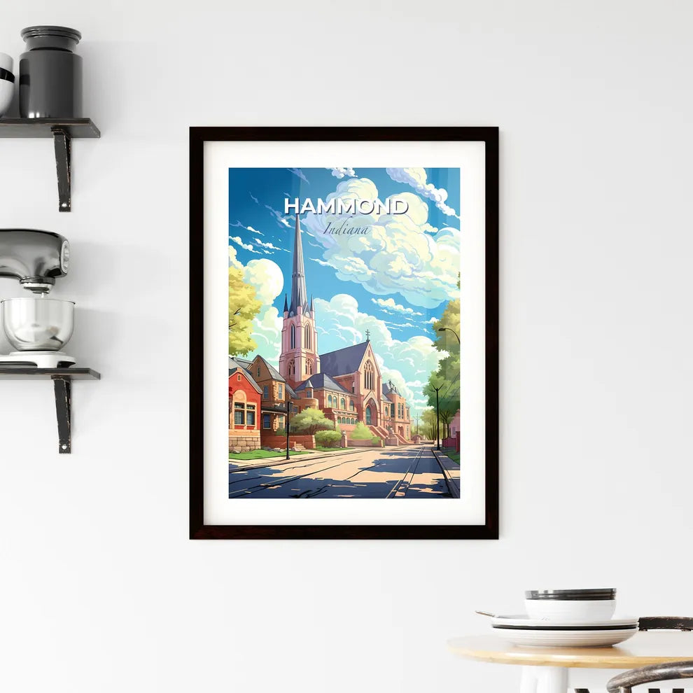 Hammond, Indiana, A Poster of a church with a steeple and a street in front of it Default Title