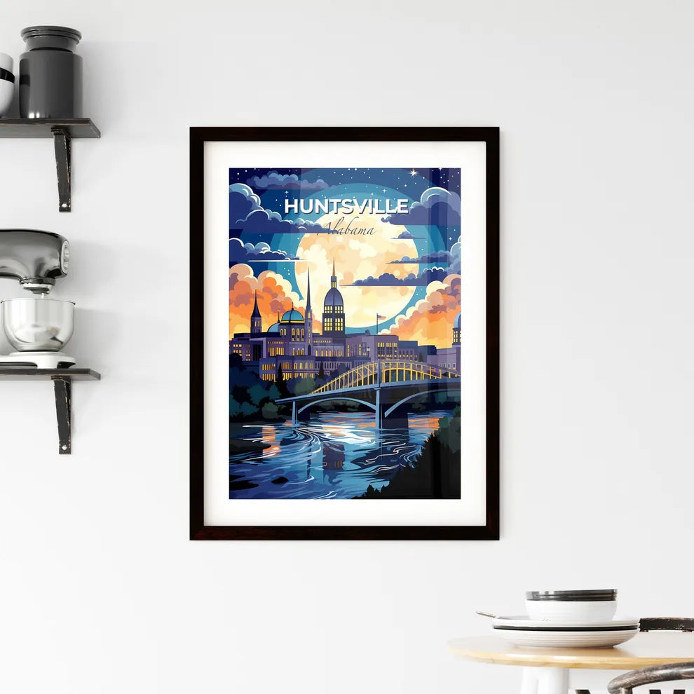 Huntsville, Alabama, A Poster of a bridge over a river with a city in the background Default Title