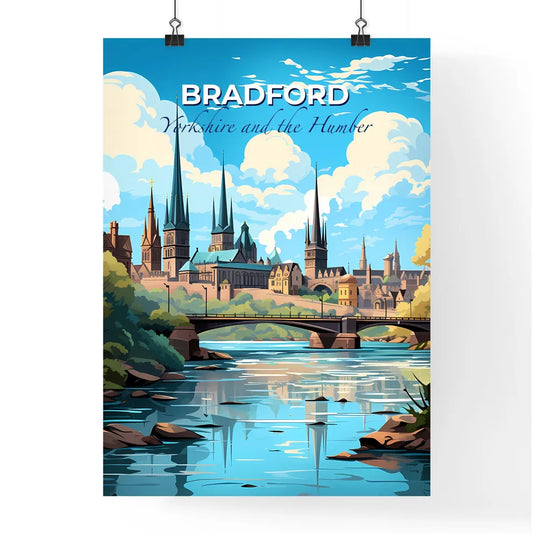 Bradford, Yorkshire and the Humber, A Poster of a bridge over a river with a castle and trees Default Title