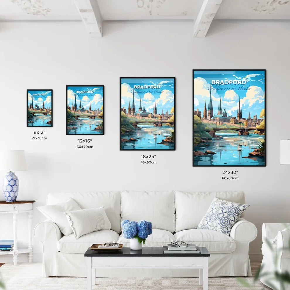 Bradford, Yorkshire and the Humber, A Poster of a bridge over a river with a castle and trees Default Title