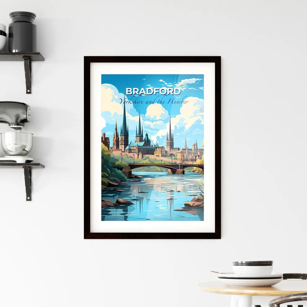 Bradford, Yorkshire and the Humber, A Poster of a bridge over a river with a castle and trees Default Title