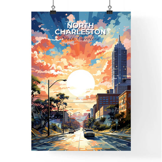 North Charleston, South Carolina, A Poster of a city street with cars and buildings in the background Default Title