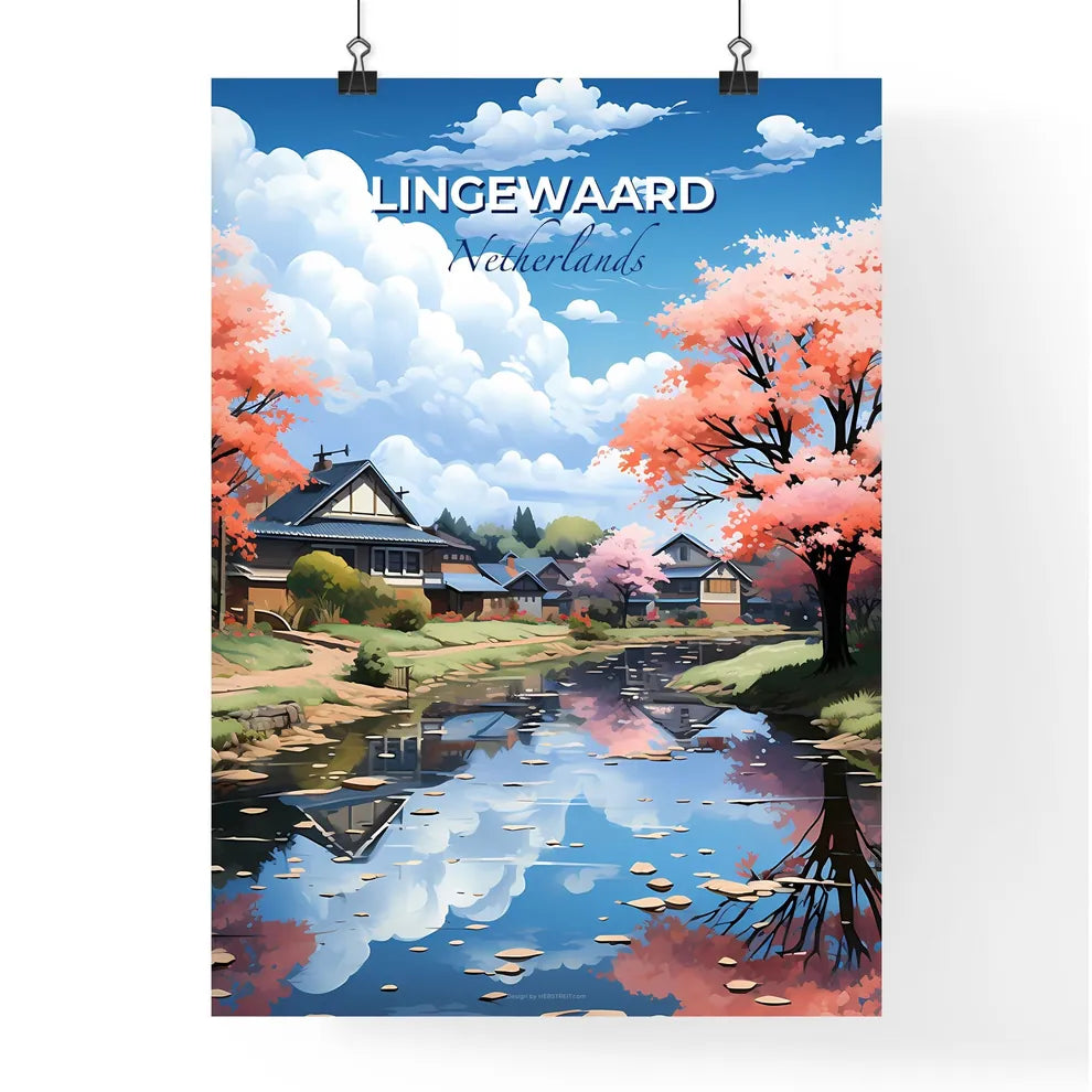 Lingewaard, Netherlands, A Poster of a river with houses and trees in the background Default Title
