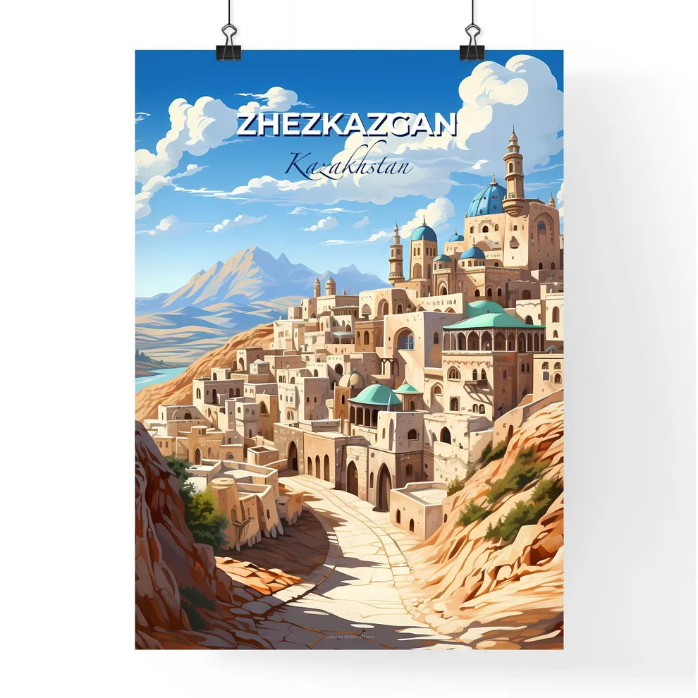 Zhezkazgan, Kazakhstan, A Poster of a city on a hill Default Title