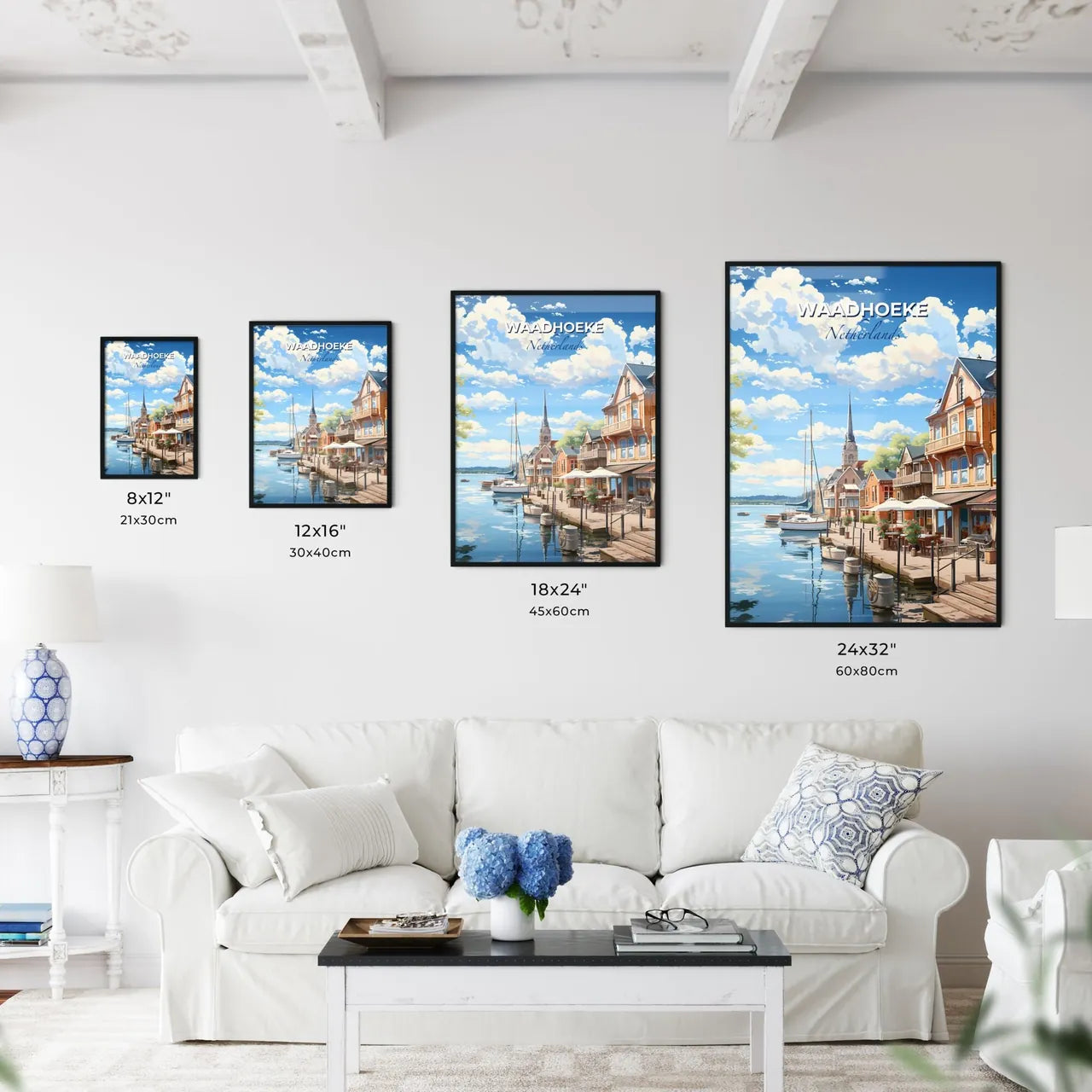 Waadhoeke, Netherlands, A Poster of a water way with buildings and boats Default Title