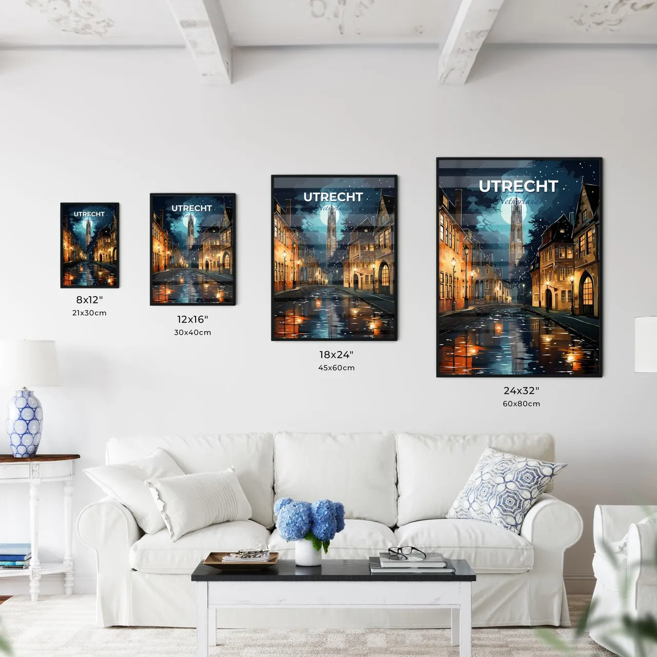 Utrecht, Netherlands, A Poster of a water way with a tower in the background Default Title